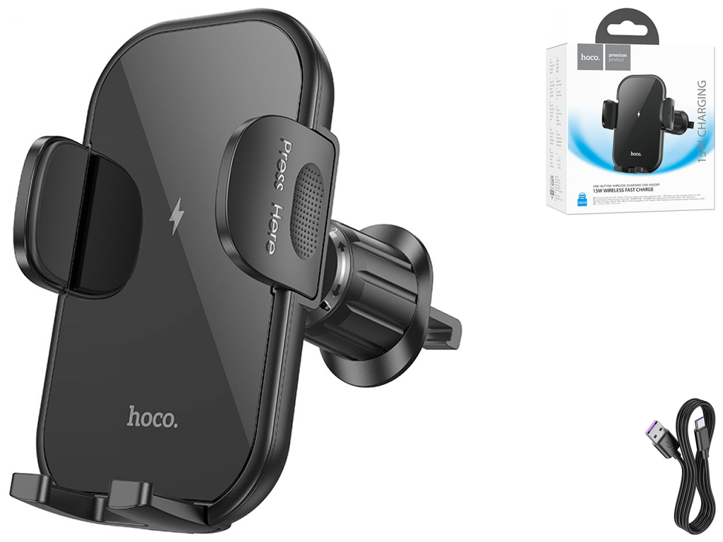 Автодержатель Hoco HW4 Wireless 15W Цвет Черный