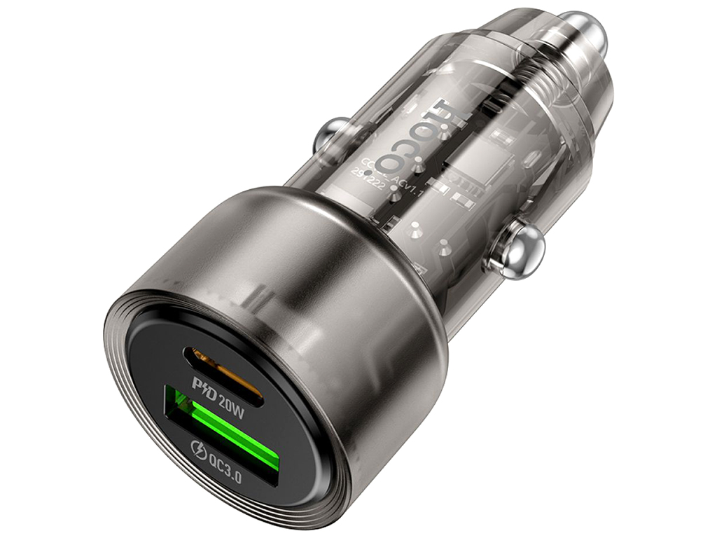 Авто Зарядное Устройство Hoco Z52 Spacious PD38W+QC3.0, Цвет Прозрачно-черный