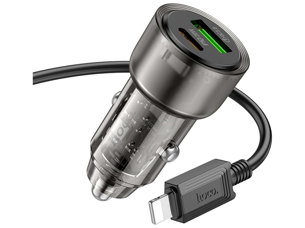 Авто Зарядное Устройство Hoco Z52 Spacious PD38W+QC3.0 Type-C to Lightning, Цвет черный