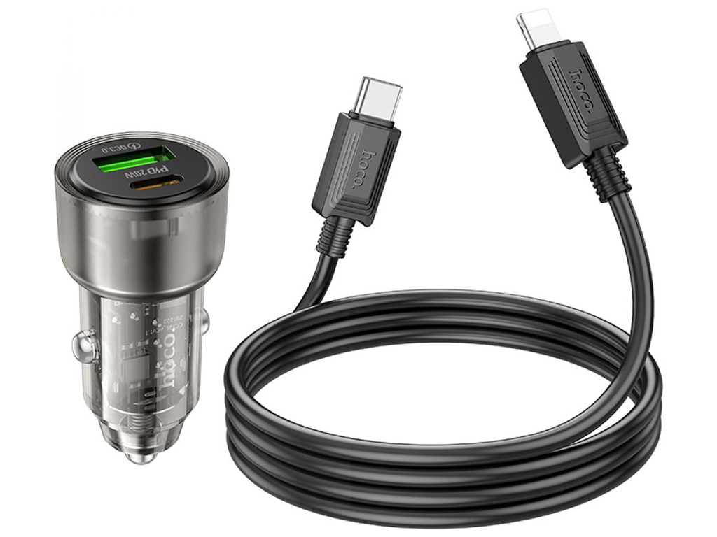 Авто Зарядное Устройство Hoco Z52 Spacious PD38W+QC3.0 Type-C to Lightning, Цвет черный