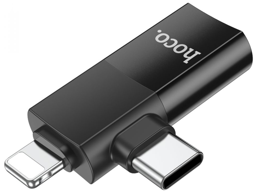 Перехідник Hoco UA17 iP male/Type-C male to USB female two-in-one Колір Чорний