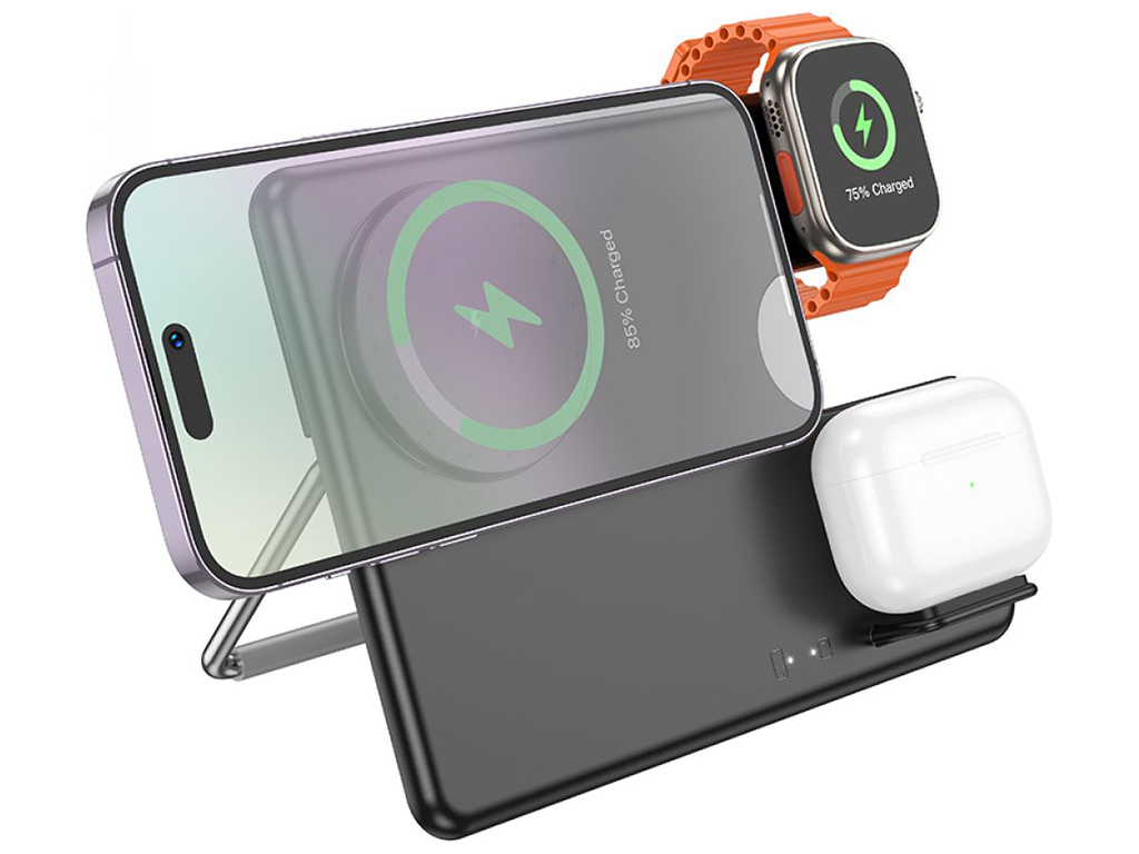Беспроводное Зарядное Устройство Hoco CQ1 3-in-1 15W (for iWatch) Цвет Черный