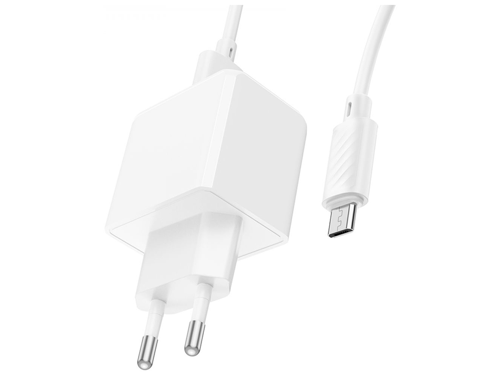 Мережевий Зарядний Пристрій Hoco CS11A 1USB 2.1A+USB to Micro, Колір Білий