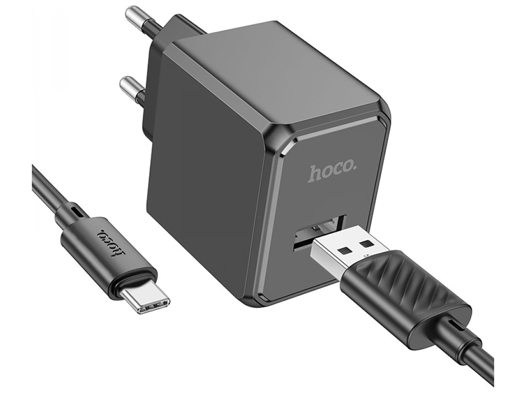 Мережевий Зарядний Пристрій Hoco CS11A 1USB 2.1A+USB to Type-C Колір Чорний