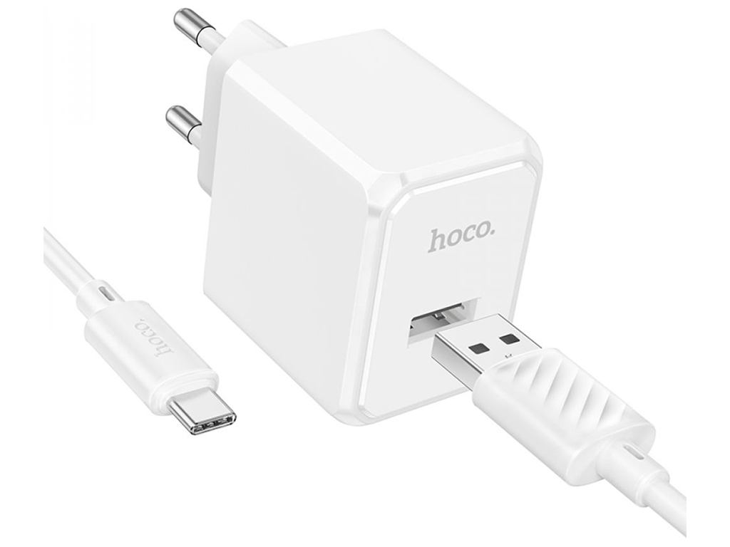 Мережевий Зарядний Пристрій Hoco CS11A 1USB 2.1A+USB to Type-C, Колір Білий