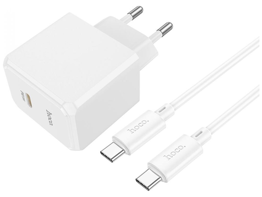Сетевое Зарядное Устройство Hoco CS13A 1USB-C PD/QC 20W+Type-C to Type-C Цвет Белый