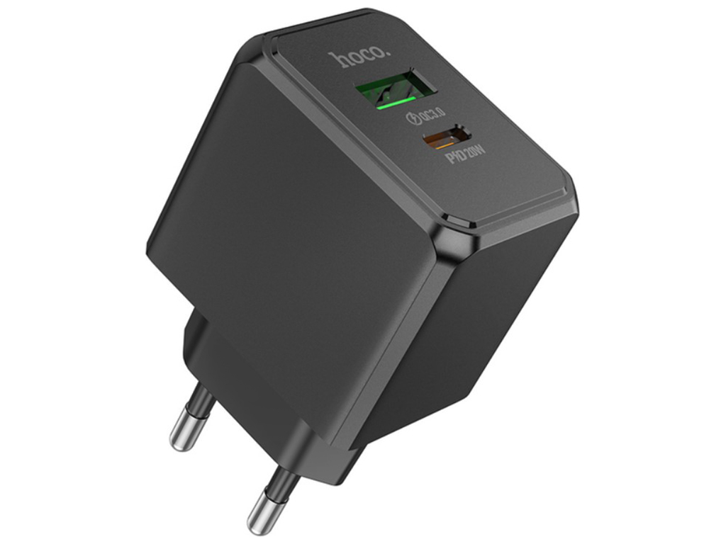 Сетевое зарядное устройство Hoco CS14A 1USB-C/1USB PD/QC 20W, Цвет Черный