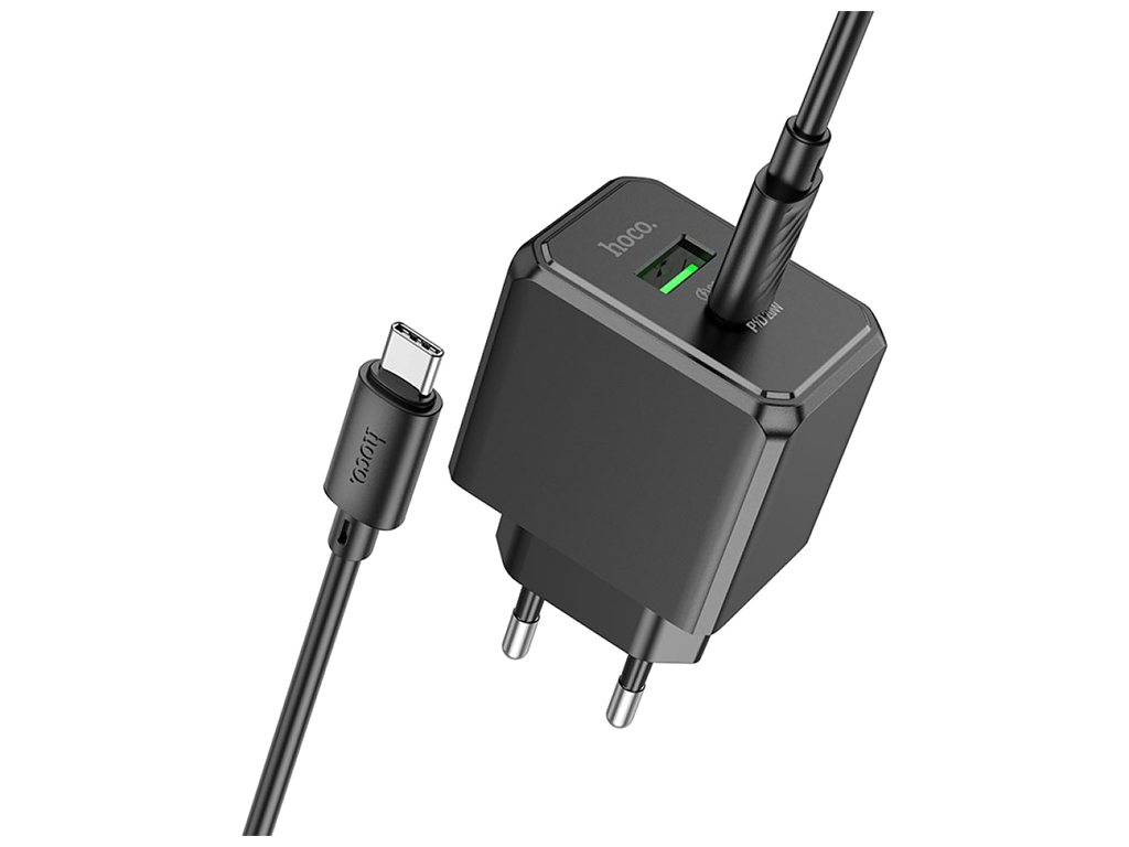 Сетевое зарядное устройство Hoco CS14A 1USB-C/1USB PD/QC 20W+Type-C to Type-C, Цвет Черный