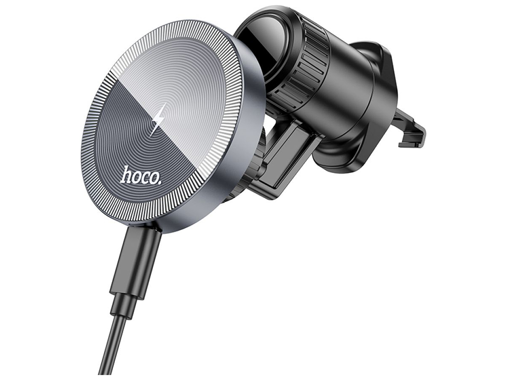 Автодержатель Hoco HW6 Vision Metal Magnetic Wireless 15W Цвет Серый