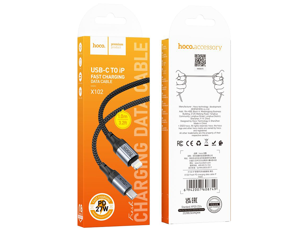 Кабель USB Hoco X102 Type-C to Lightning PD27W Цвет Черный