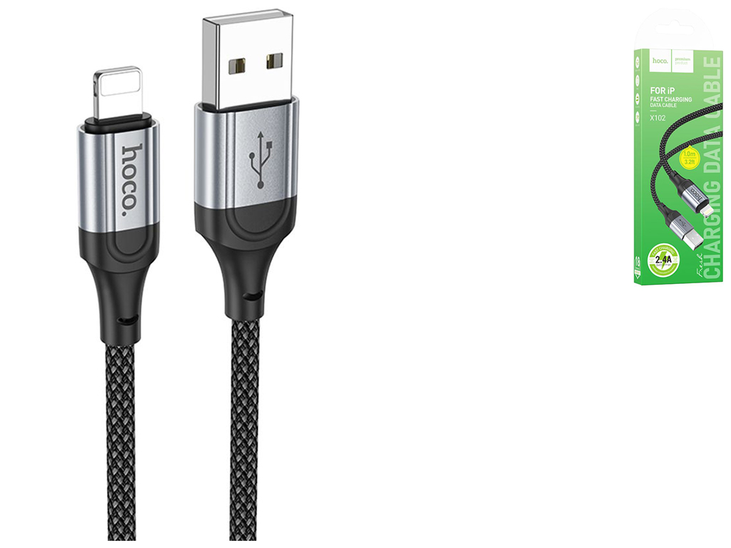 Кабель USB Hoco X102 Lightning 2.4A Цвет Черный