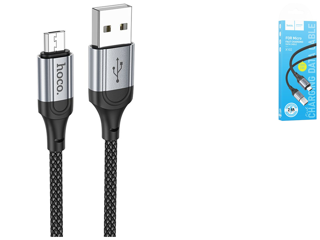 Кабель USB Hoco X102 мicro 2.4A Колір Чорний