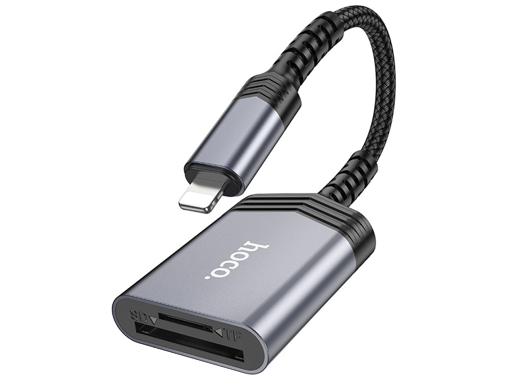 Переходник Hoco UA25 2-in-1 card reader Lightning Цвет Серый