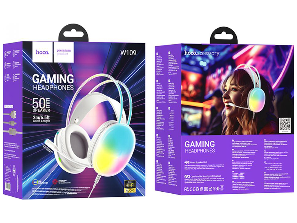 Игровые Наушники Hoco W109 Rich Цвет Белый