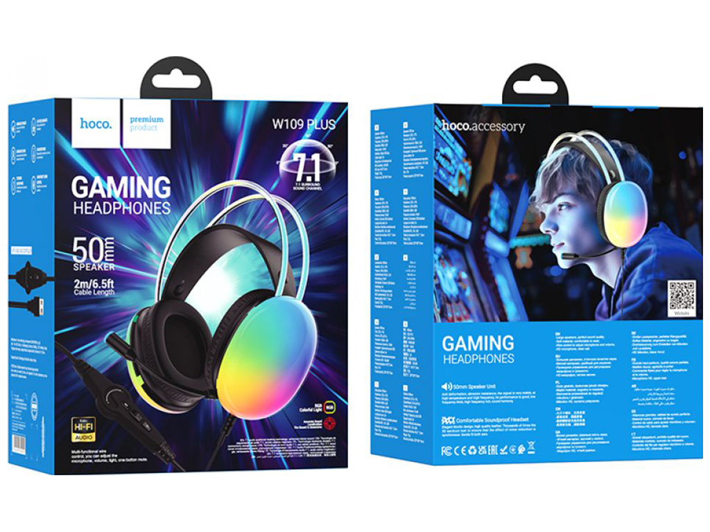 Ігрові Навушники Hoco W109 Plus Rich USB7.1 channel Колір Чорний