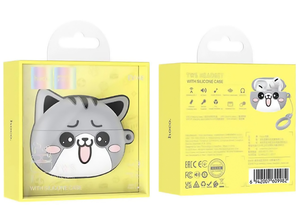 Блютуз стерео гарнитура Hoco EW48, Цвет Серый