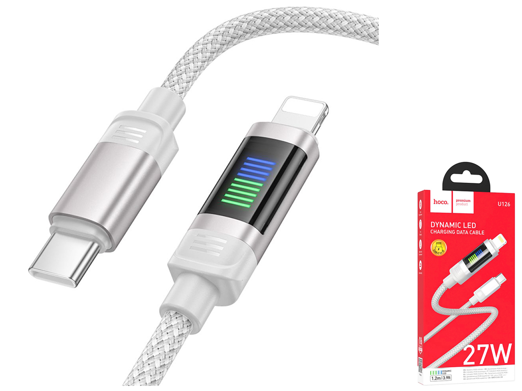 Кабель USB Hoco U126 PD27W Type-C to Lightning 1,2м Цвет Серый