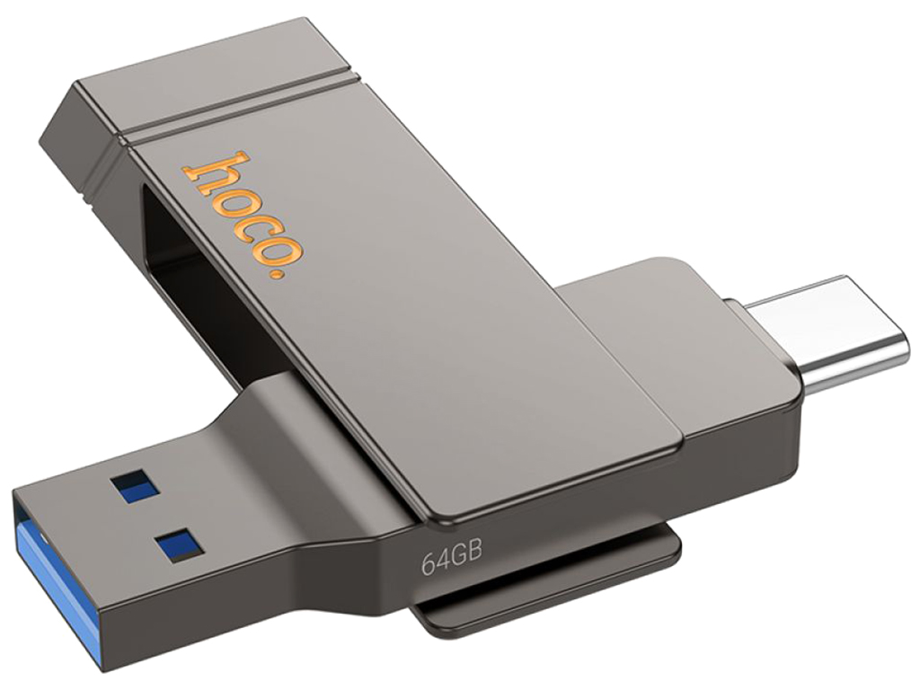 USB флеш-накопичувач Hoco UD15 Clever USB3.2 64GB Type-C, Колір Сiрий