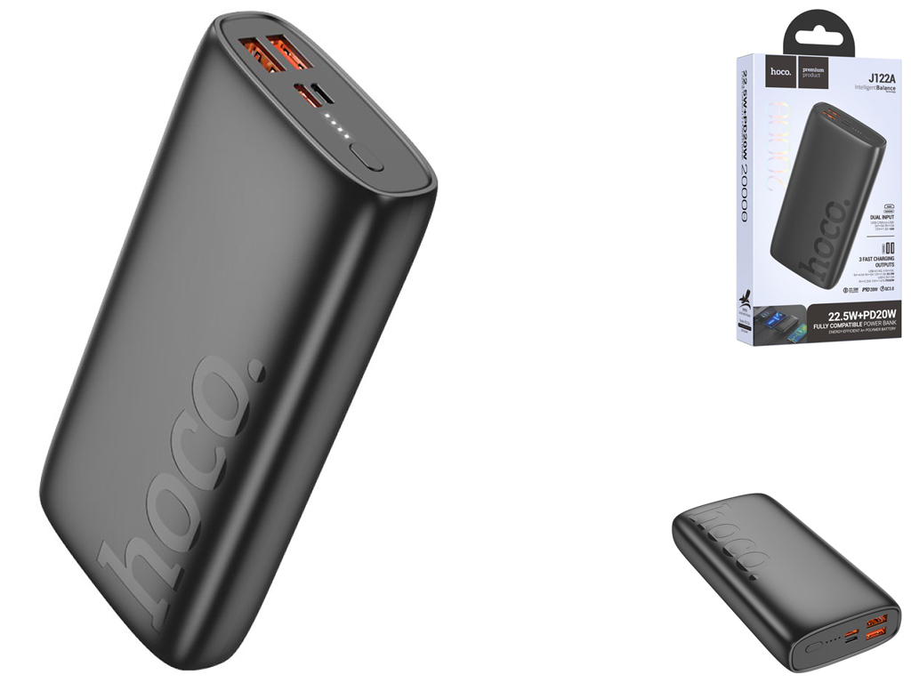 Універсальна мобільна батарея Power Bank Hoco J122A Respect 22.5W+PD20W 20000 mAh Колір Чорний