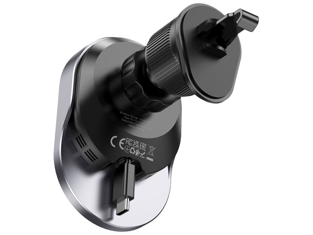 Автодержатель Hoco HW12 Guardian Magnetic Wireless 15W Цвет Черно-Серый