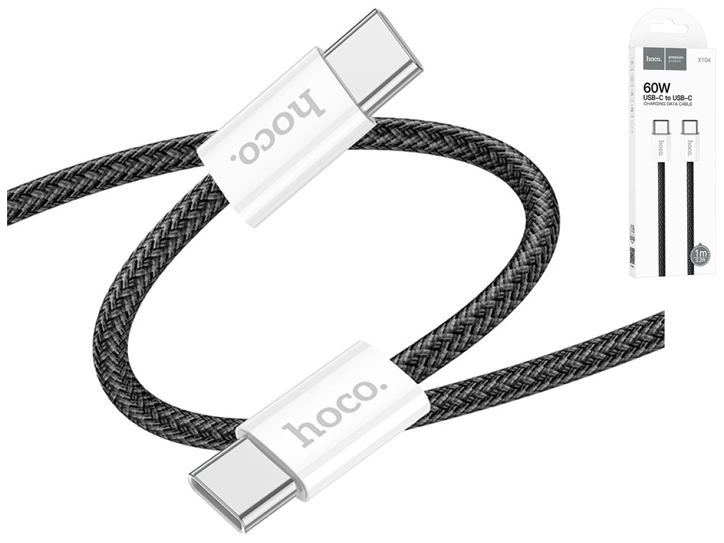 Кабель USB Hoco X104 Source 60W Type-C to Type-C Цвет Черный