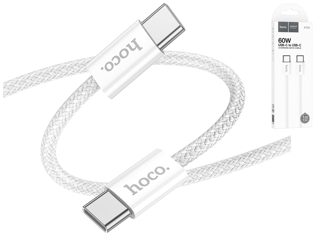 Кабель USB Hoco X104 Source 60W Type-C to Type-C Цвет Белый