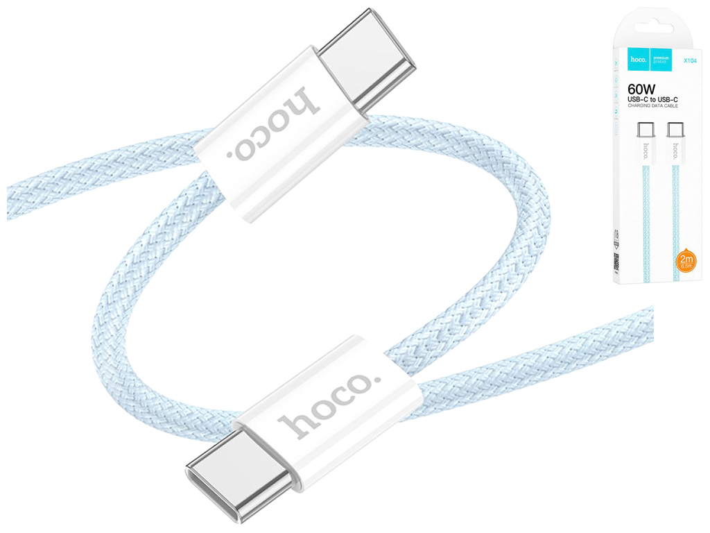 Кабель USB Hoco X104 Source 60W Type-C to Type-C Колір Блакитний