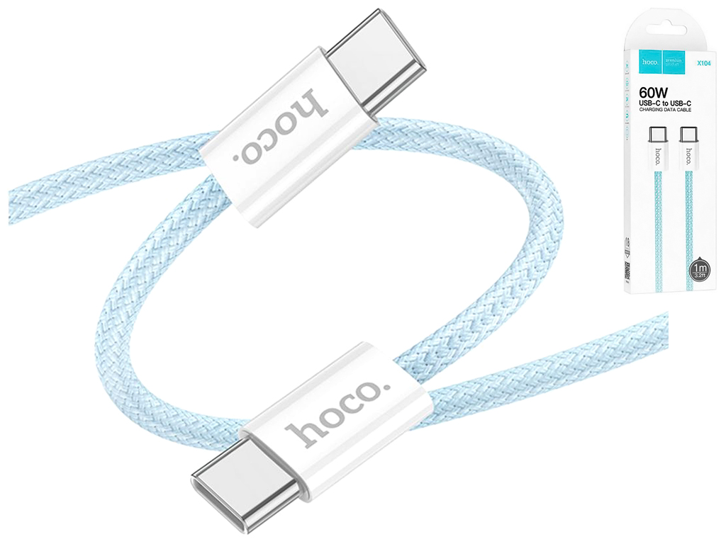 Кабель USB Hoco X104 Source 60W Type-C to Type-C 2м Колір Блакитний