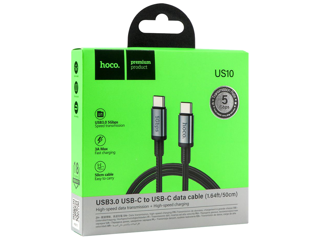 Кабель USB Hoco US10 Type-C USB3.0/5GB 0.5м Цвет Черный