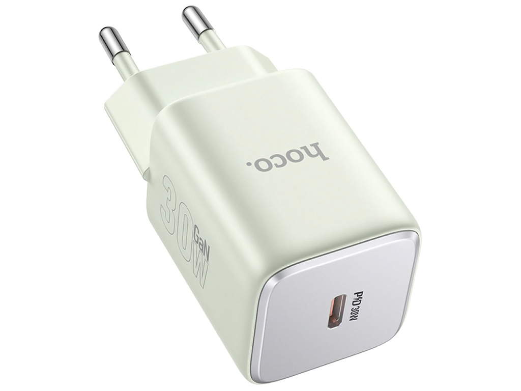Сетевое зарядное устройство Hoco N43 1USB-C PD/QC 30W GAN, Цвет Зеленый