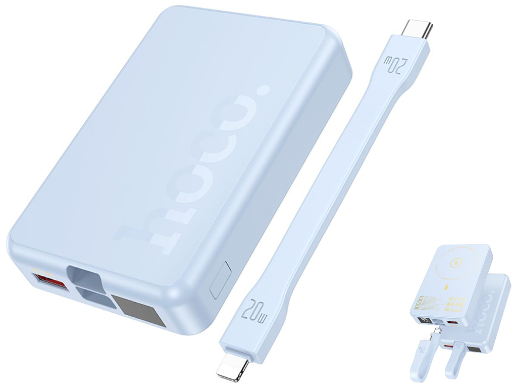 Power Bank Hoco Q24 Elegant 22.5W+PD20W with cable and magnetic 10000mAh Цвет Голубой