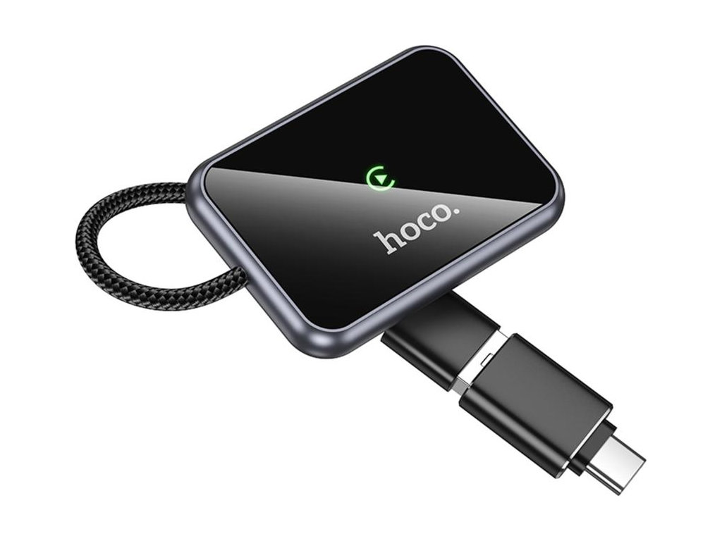 CarPlay автомобильный Hoco HU1, беспроводное подключение, USB/Type-C, Wi-Fi+Bluetooth, цвет черный