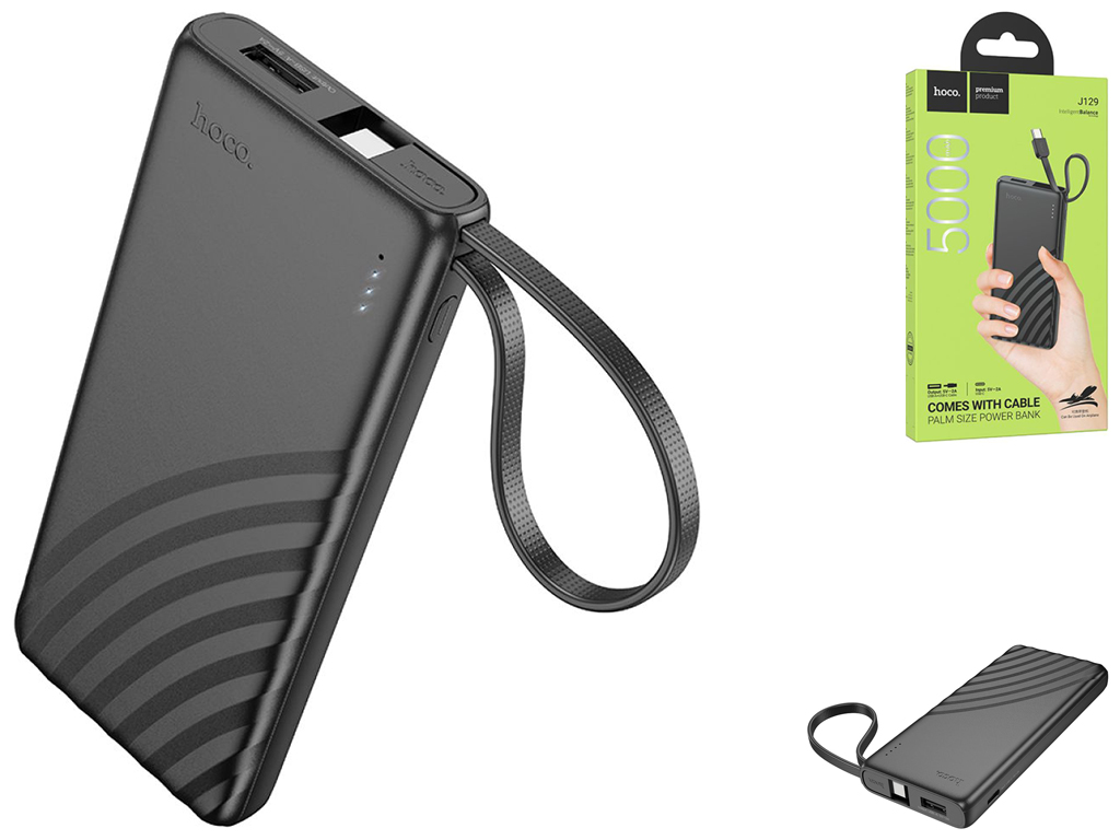 Power Bank Hoco J129 Nature with cable(USB-C) 5000mAh Цвет Черный