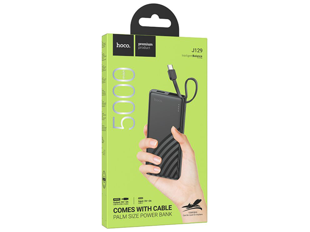Power Bank Hoco J129 Nature with cable(USB-C) 5000mAh Цвет Черный
