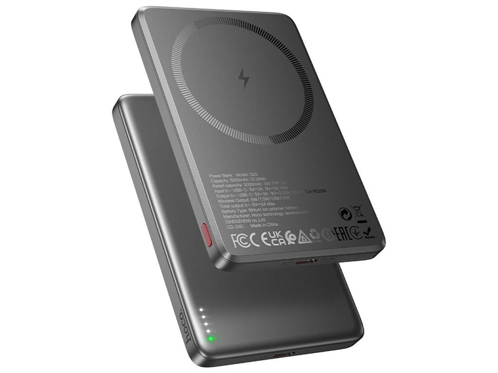 Power Bank Hoco Q26 Joy PD20W magnetic fast charging 5000mAh Цвет Металлический серый
