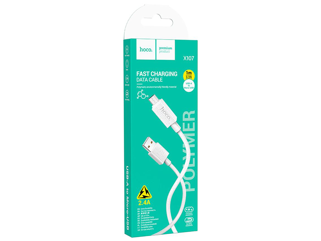 Кабель USB Hoco X107 мicro 2.4A Колір Бiлий