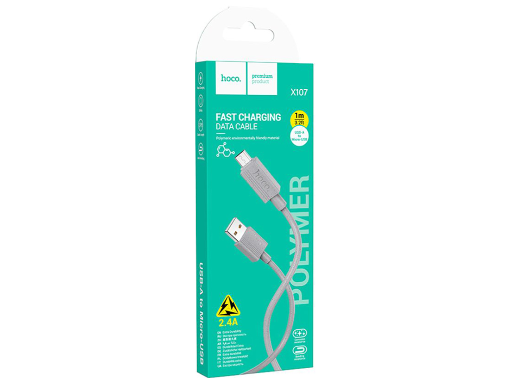 Кабель USB Hoco X107 мicro 2.4A Колір Сірий