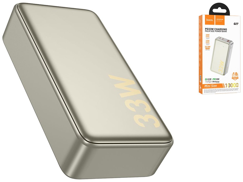 Power Bank Hoco Q27 Jewel 33W 10000mAh Цвет Титановое золото