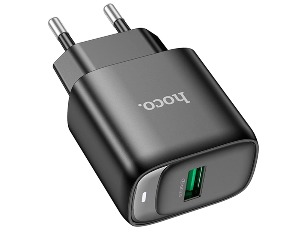 Мережевий зарядний пристрій Hoco C140A 1USB QC 18W, колір чорний