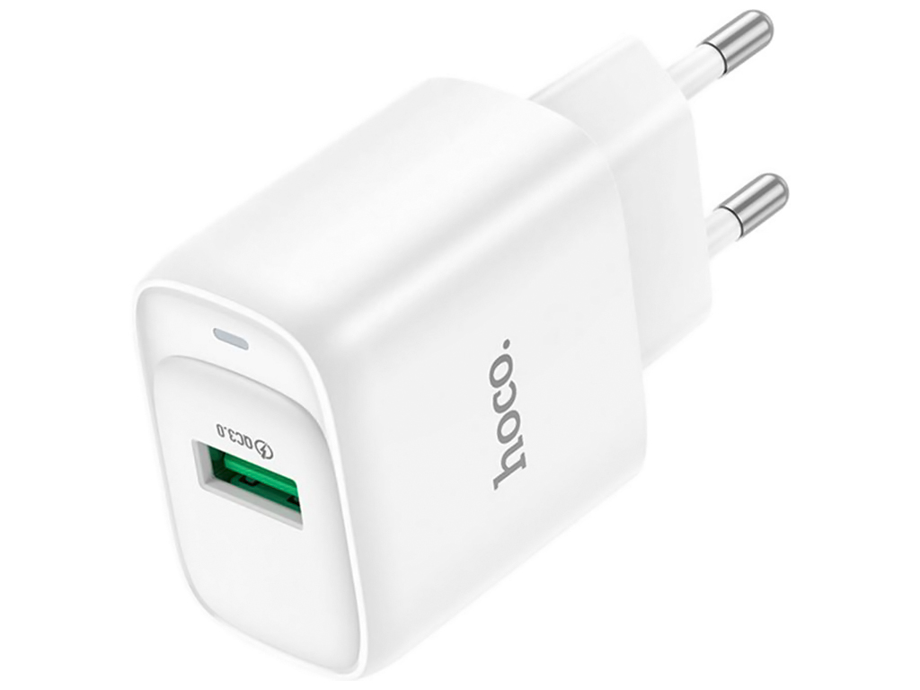 Мережевий зарядний пристрій Hoco C140A 1USB QC 18W, колір бiлий