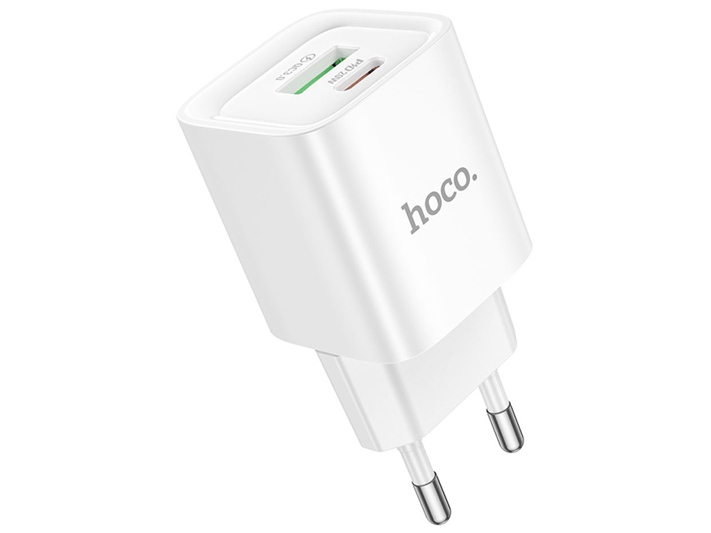 Сетевое зарядное устройство Hoco C147A 1USB-C/1USB PD/QC 20W, цвет белый