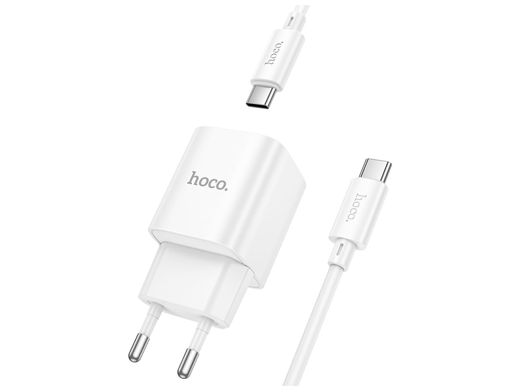 Сетевое зарядное устройство Hoco C147A 1USB-C/1USB PD/QC 20W+Type-C to Type-C, цвет белый
