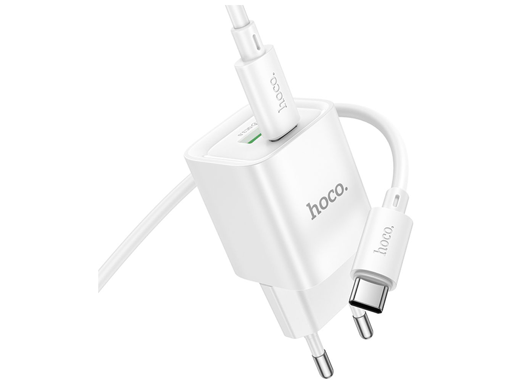 Сетевое зарядное устройство Hoco C147A 1USB-C/1USB PD/QC 20W+Type-C to Type-C, цвет белый