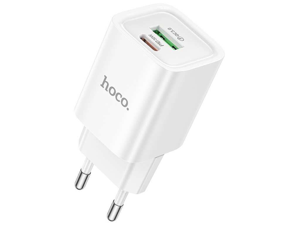 Сетевое зарядное устройство Hoco C149A 1USB/1USB-C PD/QC 30W, цвет белый