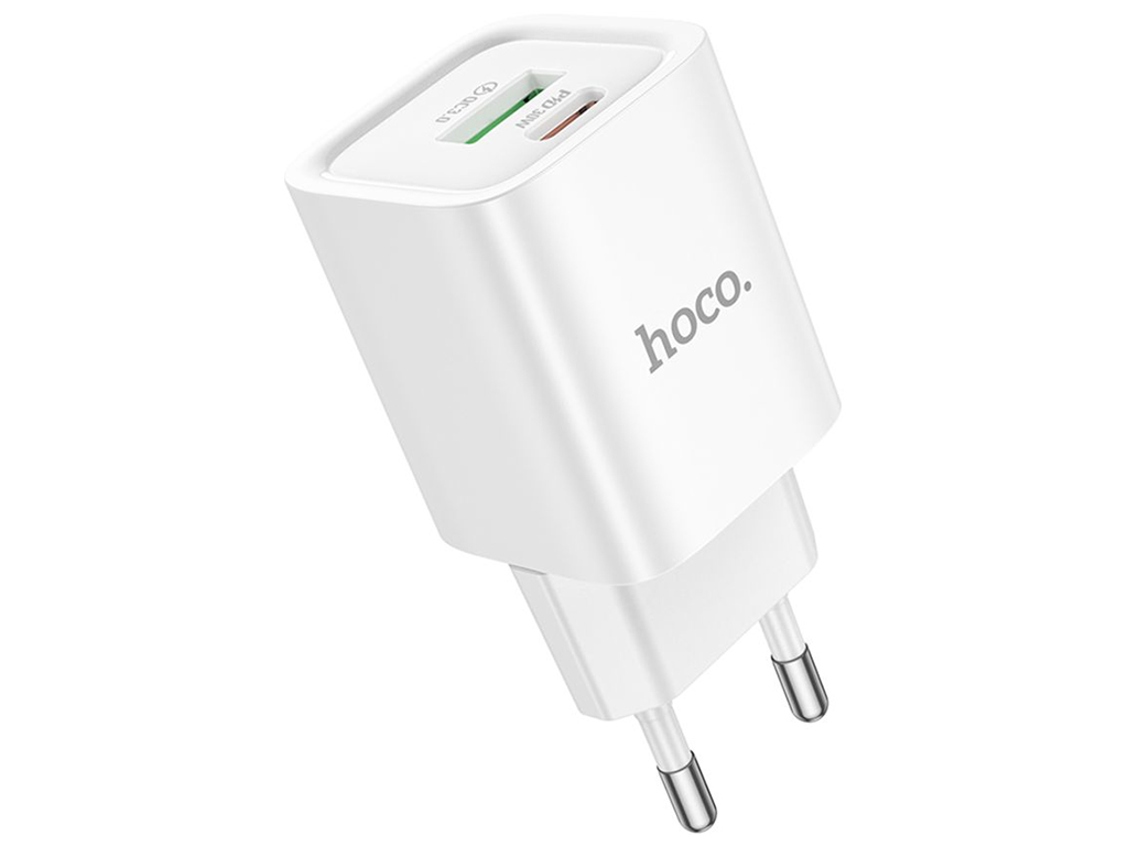 Сетевое зарядное устройство Hoco C149A 1USB/1USB-C PD/QC 30W, цвет белый