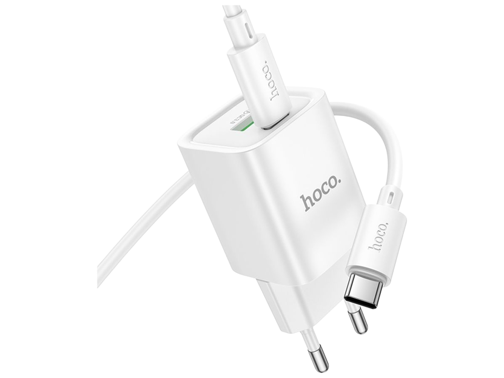 Зарядний пристрій Hoco C149A, 30W, 1USB+1Type-C, PD/QC 3.0, кабель 1м, колір білий