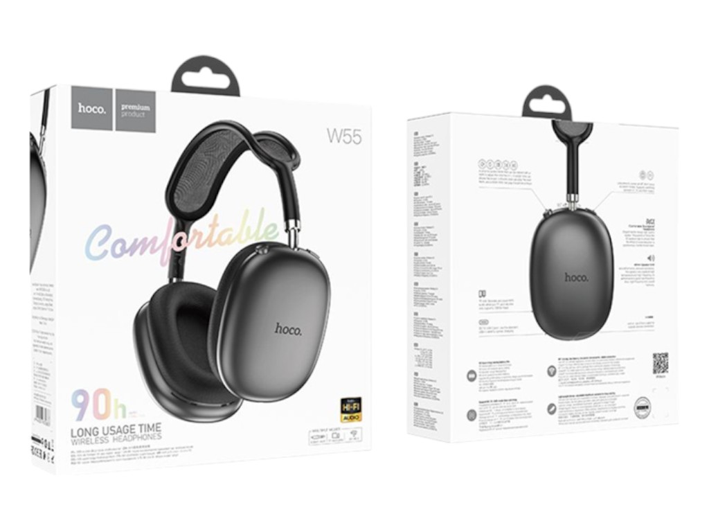 Блютуз стерео гарнитура Hoco W55, черный