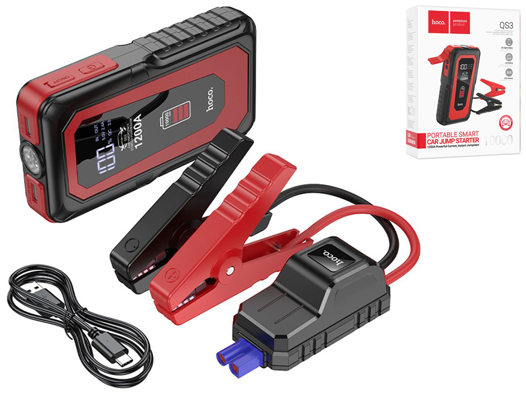 Універсальна мобільна батарея Hoco QS3 Jump Starter/Power Bank(10000mAh) 37Wh Колір Чорний