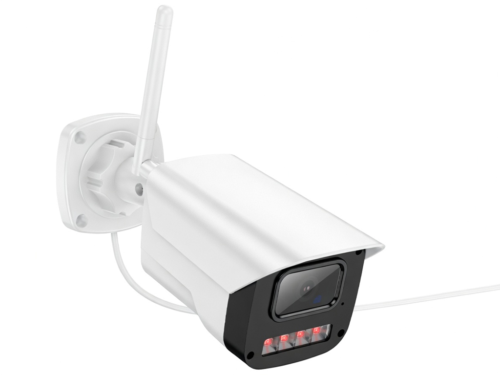 Камера уличная Hoco D4, HD 1080P, Wi-Fi, IP65, кабель 3м, пластик, алюминий, 106×65×80мм, цвет белый