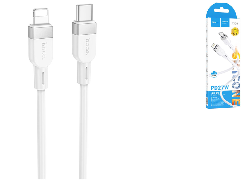 Кабель Hoco X109 Silicone Type-C to Lightning PD27W Колір Бiлий